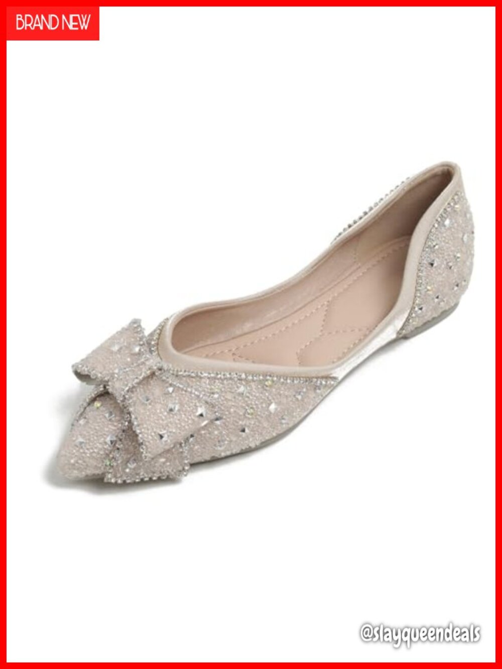 Rhinestone Wedding Flats Comfort Pointed Toe Ballet Dress Shoes